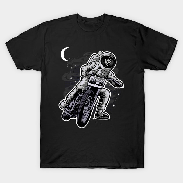 Astronaut Motorbike Cardano Crypto ADA Coin To The Moon Token Cryptocurrency Wallet  Birthday Gift For Men Women Kids T-Shirt by Thingking About